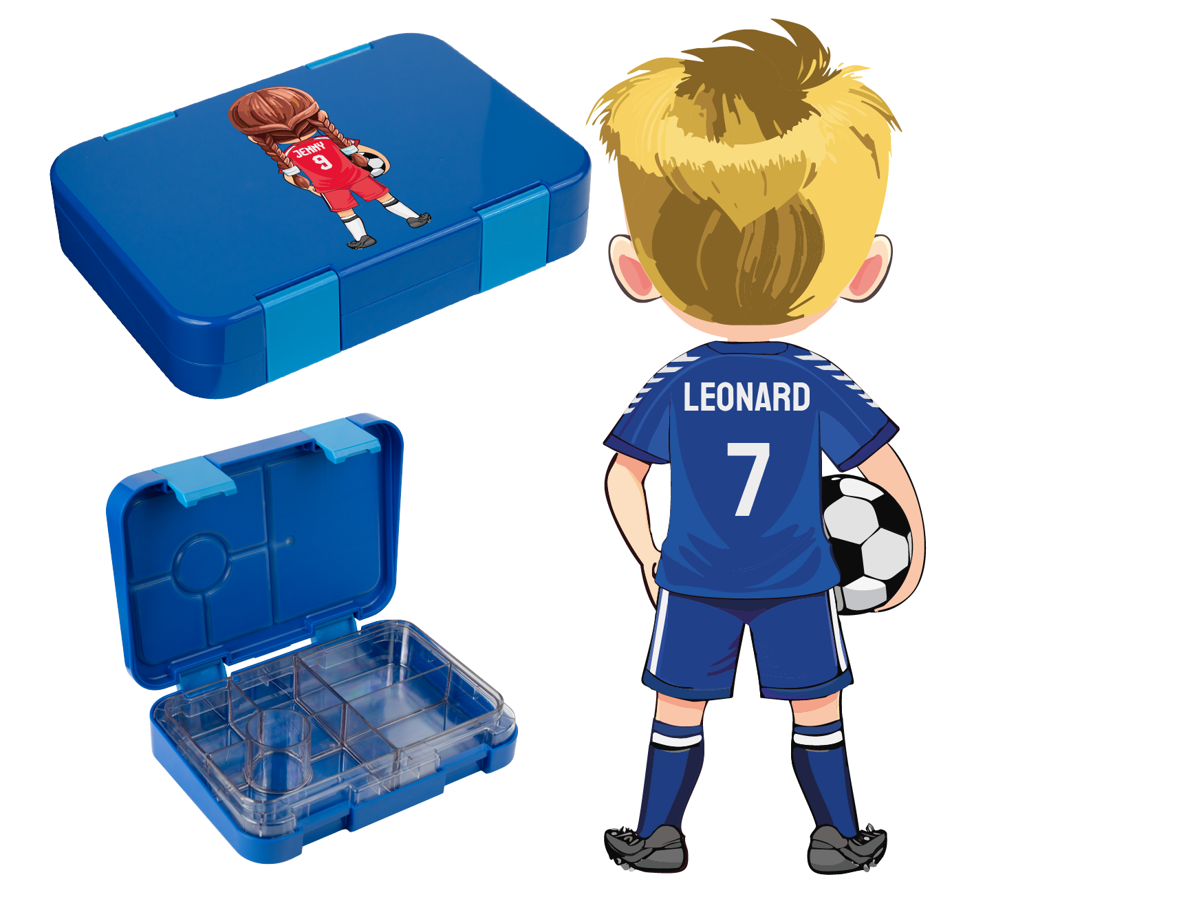 Personalisierte Lunchbox aus Tritan – mit Fußball-Avatar & Namen